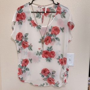 Sheer blouse with removable necklace